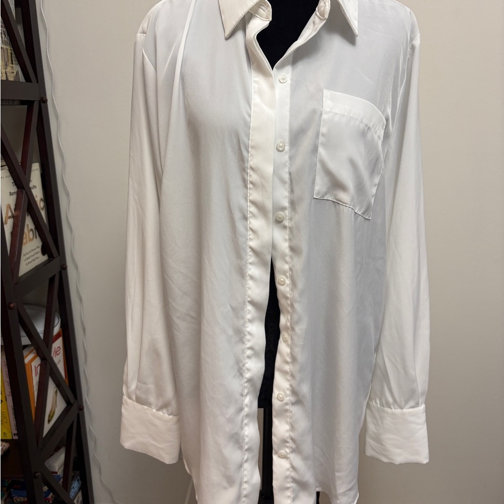 Nine West White Classic Button-Up Blouse